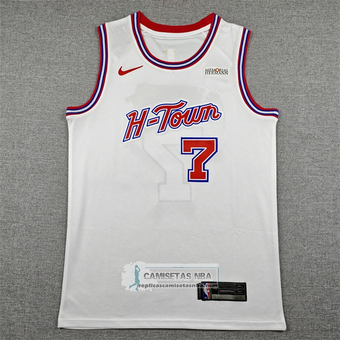 Camiseta Houston Rockets Cam Whitmore NO 7 Ciudad 2025-26 Blanco